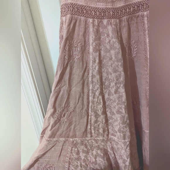 Vintage '90s Embroidered Rayon Dress Light Dusty Pink, Gorgeous S/M - Picture 5 of 5